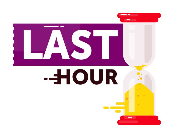 Vector last hour special promotion. sale countdown badge isolated on white background. hour glass symbol of short time period and last hour special promotion  illustration