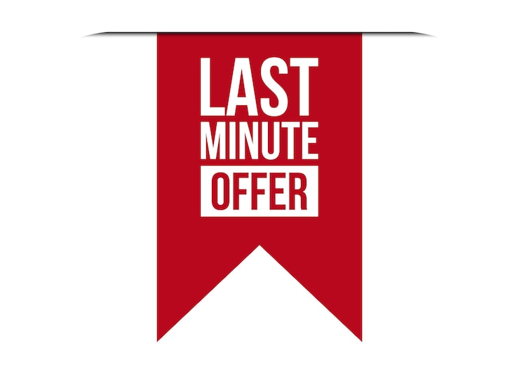 Vector last minute offer red vector banner illustration isolated on white background