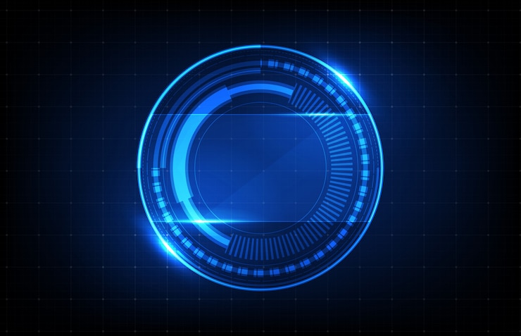 Vector latar belakang abstrak dari teknologi futuristik latar belakang ui hud bundar biru bercahaya