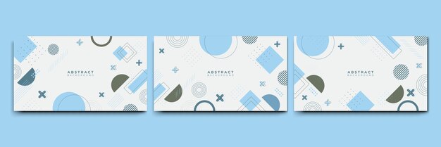 Latar belakang abstrak warna-warni Memphis dengan bentuk geometris datar Komposisi abstrak dengan garis persegi titik segitiga lingkaran dan gaya datar bergelombang Desain untuk poster presentasi kartu sampul banner