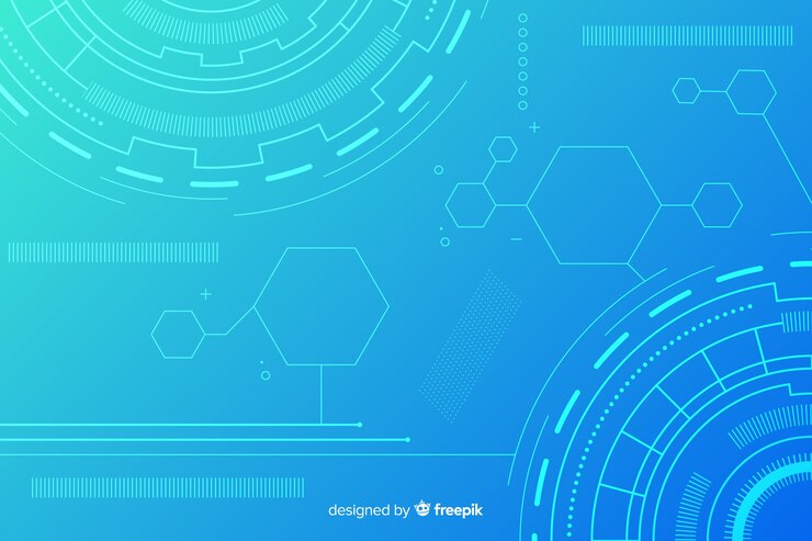 Vector latar belakang biru teknologi hud abstrak