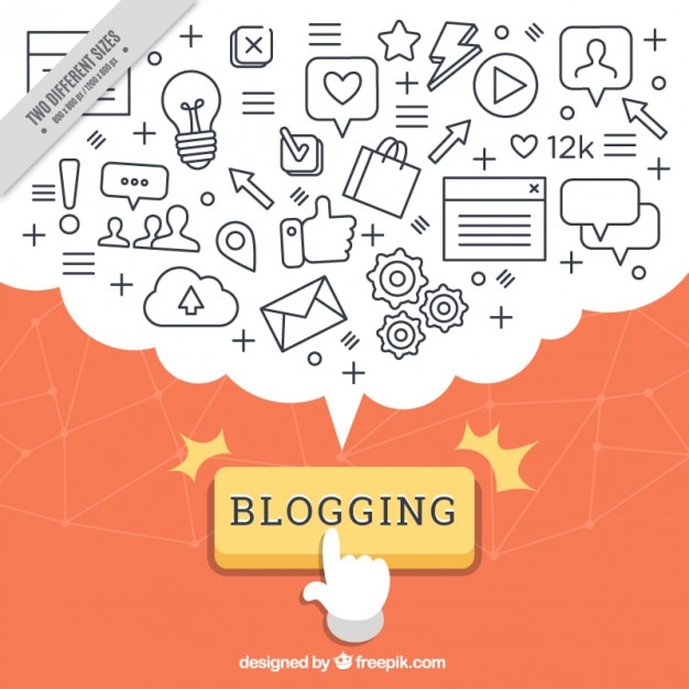 Latar belakang blog dengan ikon gelembung ucapan penuh