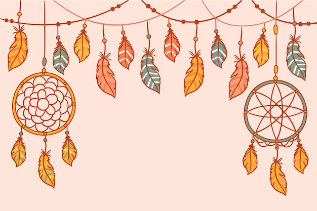 Latar belakang boho digambar tangan