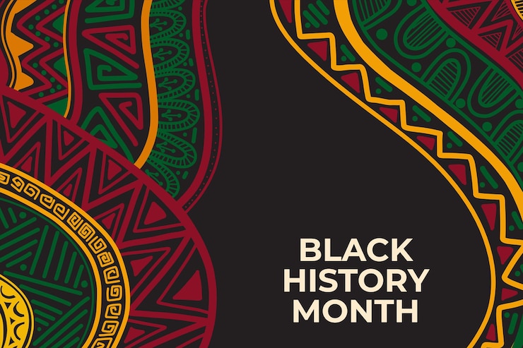 Vector latar belakang bulan sejarah kulit hitam yang digambar tangan