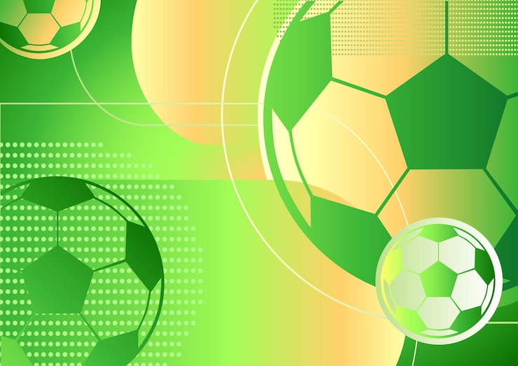 Vector latar belakang cerah sporty dengan bola sepak dan warna gradien. ilustrasi vektor