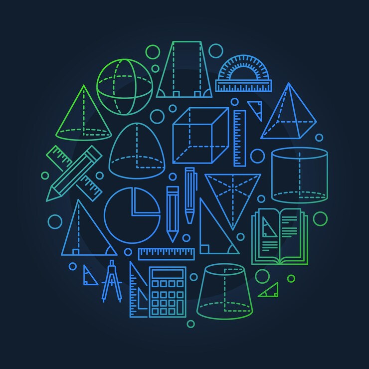Latar belakang geometri sekolah - ilustrasi vektor bundar dalam gaya garis