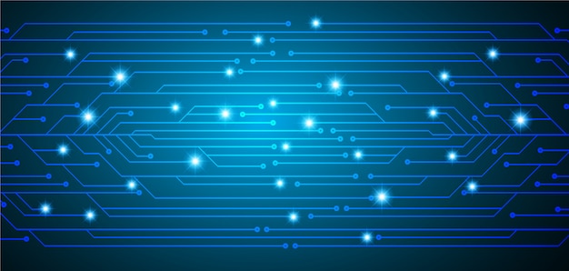 Latar belakang konsep teknologi masa depan sirkuit cyber biru