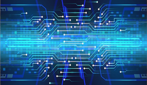 Latar belakang konsep teknologi masa depan sirkuit cyber biru