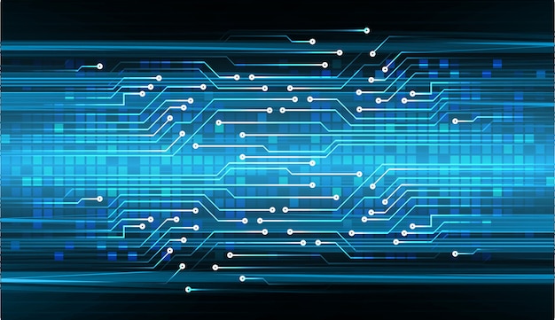 Latar belakang konsep teknologi masa depan sirkuit cyber biru