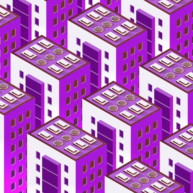 Vector latar belakang kota malam render 3d neon ultraviolet