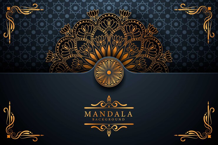 Latar belakang mandala mewah bunga gaya arabesque