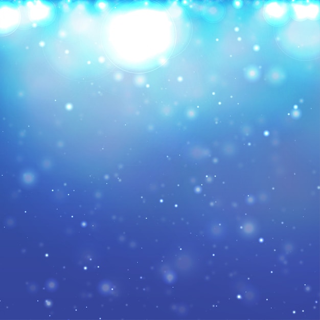 Latar Belakang Musim Dingin Natal Biru dengan Efek Bokeh