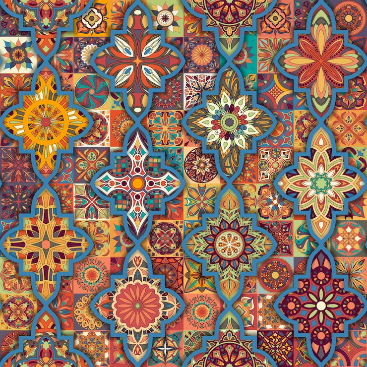 Latar belakang pola seamless mandala floral etnik.