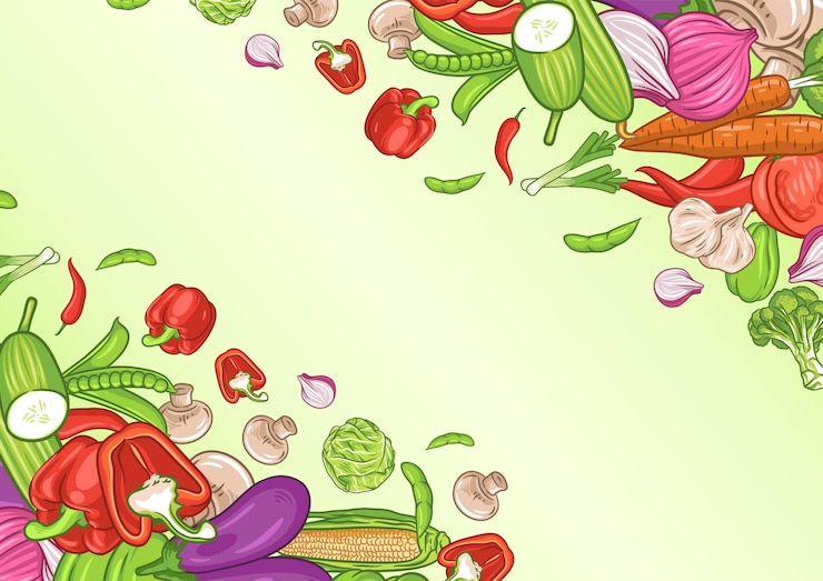 Vector latar belakang sayuran dengan ruang teks, poster makanan organik, latar belakang sayuran
