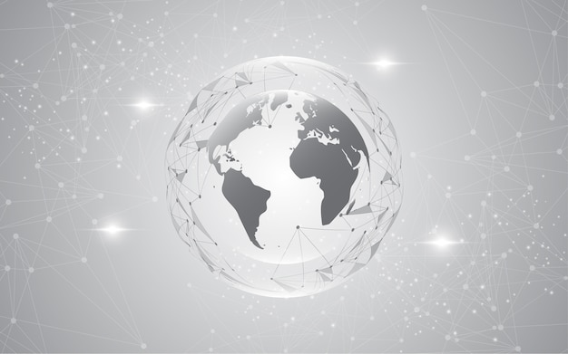 Latar belakang teknologi abstrak koneksi jaringan global