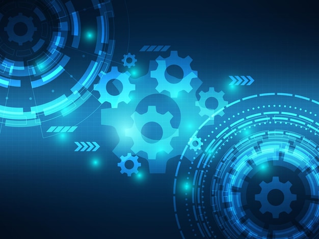Latar belakang teknologi dunia maya futuristik biru abstrak