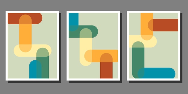 Latar belakang vektor lingkaran pola geometris Bauhaus abstrak