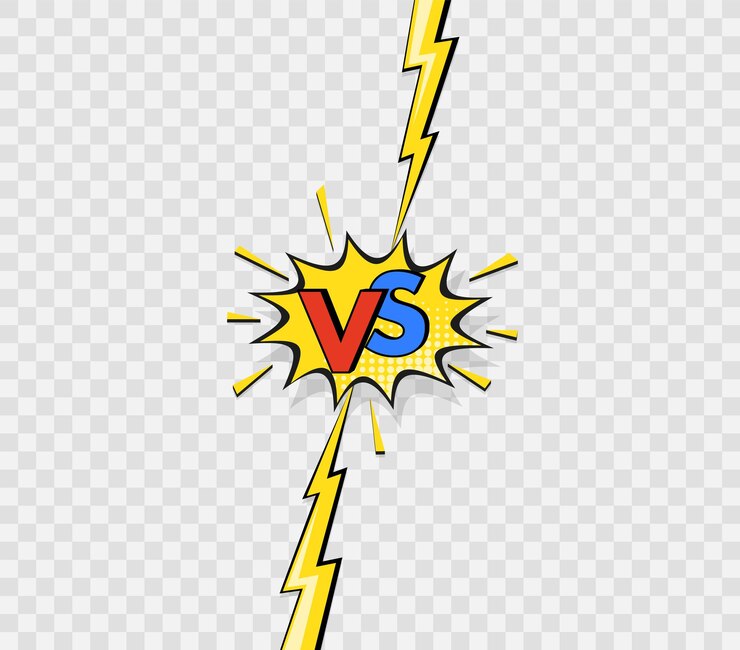 Vector latar belakang versus komik dengan petir. ilustrasi vektor.