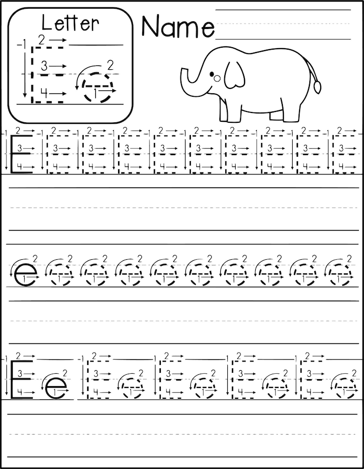 Vector latihan menulis untuk anak-anak, menjiplak alfabet a-z