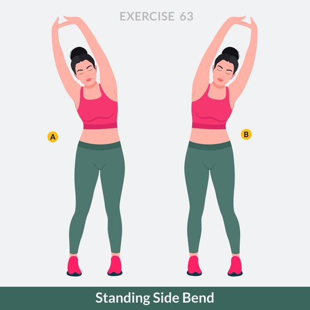 Vector latihan standing side bend latihan aerobik dan latihan kebugaran wanita
