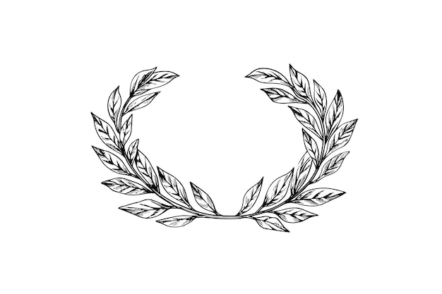 Laurel wreath vintage Baroque frame border monogram engraving vector illustration