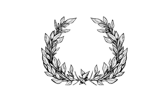 Laurel wreath vintage Baroque frame border monogram engraving vector illustration