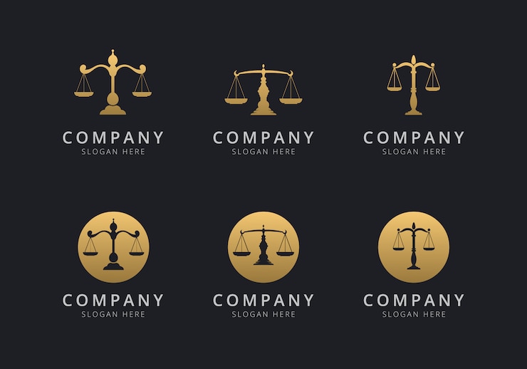 Law logo template with golden style color for the company
