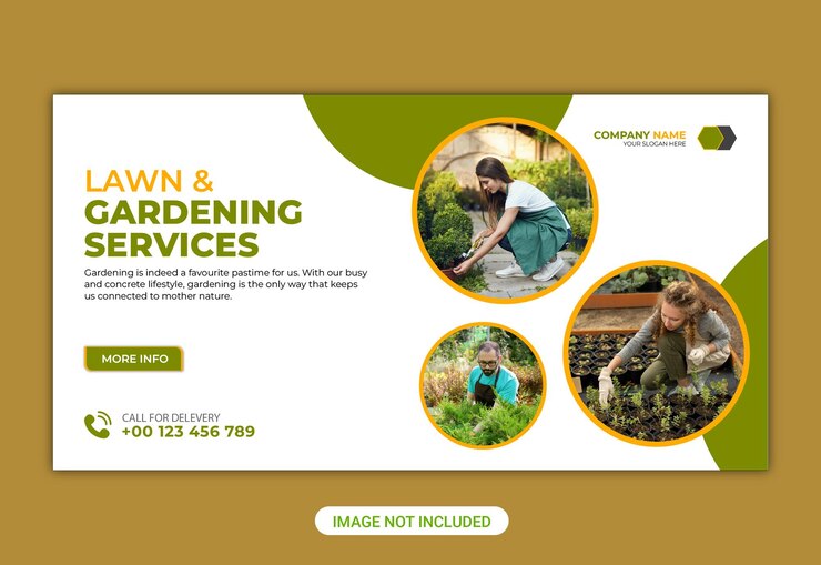 Vector lawn care and garden service banner template