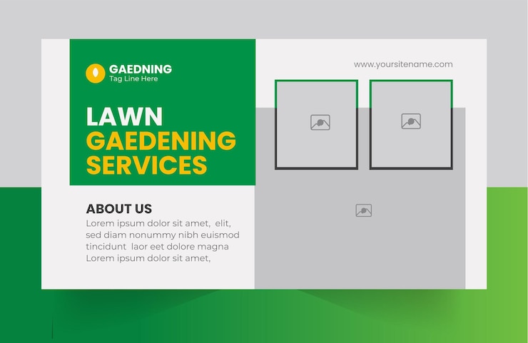 Vector lawn garden or landscaping service youtube thumbnail design and social media banner design