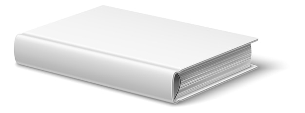 Laying book mockup. Blank closed hardcover with realistic shadow isolated on white background