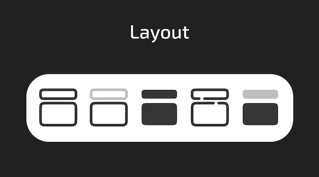 Layout icons in 5 different styles as vector