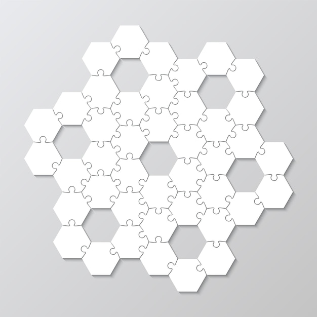 lazer cutting template puzzle pieces grid thinking mosaic game with hexagonal jigsaw shapes