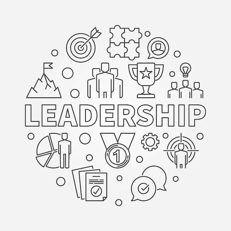 Leadership vector circular illustration in outline style