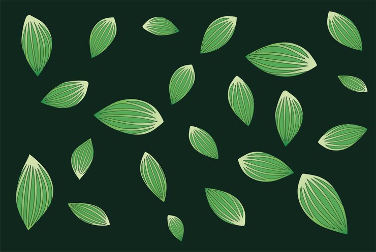 Vector leaf pattern with dark green background