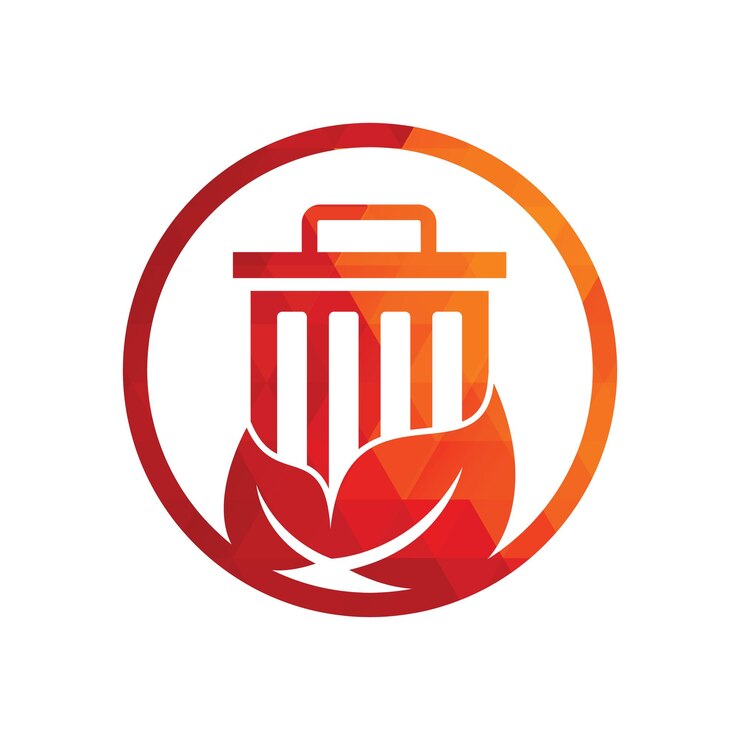Leaf trash vector logo design icon Trash vector logo template