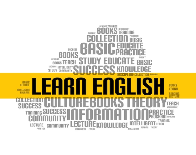 learn english word cloud course. education language school online lesson foreign language.