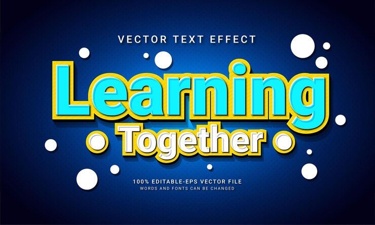 Vector learning together editable text style effect themed education school