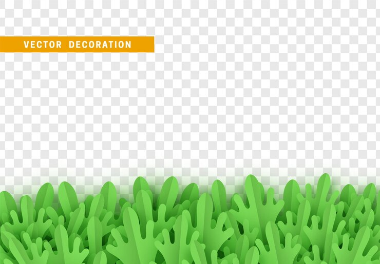 Vector leaves and grass paper art cartoon style. decorative border made of leaves isolated. vector illustration