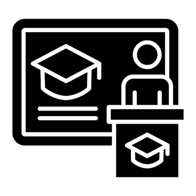 Lecture Glyph Solid Black Illustration
