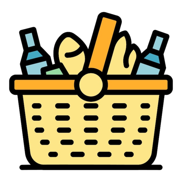leisure picnic basket icon outline leisure picnic basket vector icon for web design isolated on white background color flat