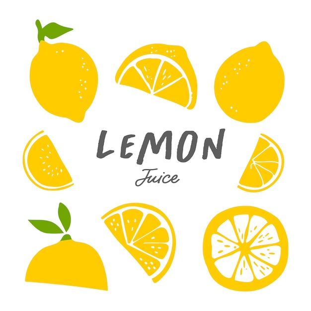 Lemon illustration inspirational card with doodles lemons orange isolated on background Colorful