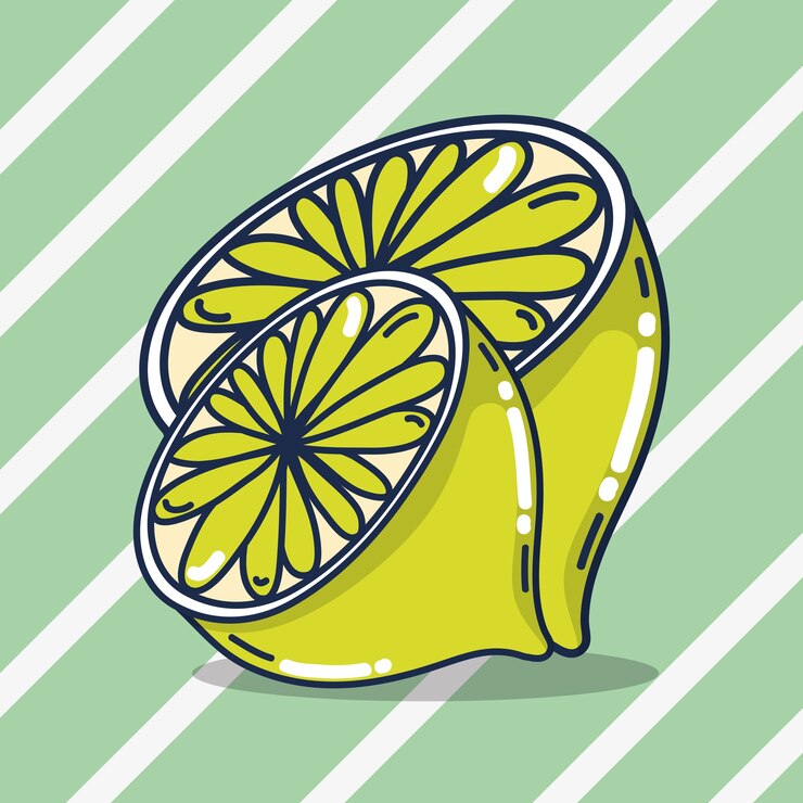 Vector lemon sitrat kartun buah segar dan lezat