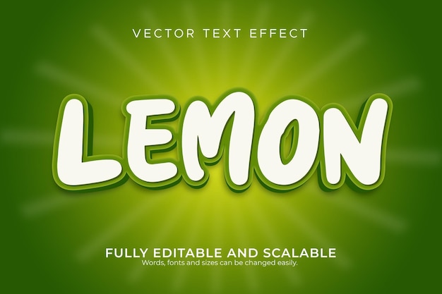 Lemon text effect white with green background