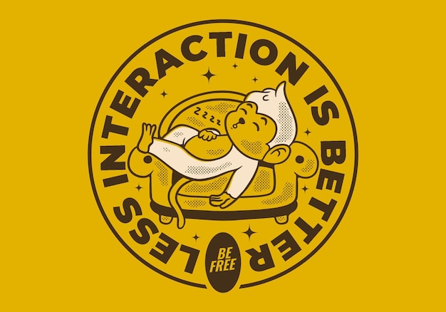 less interaction is better character design of monkey sleep on the sofa