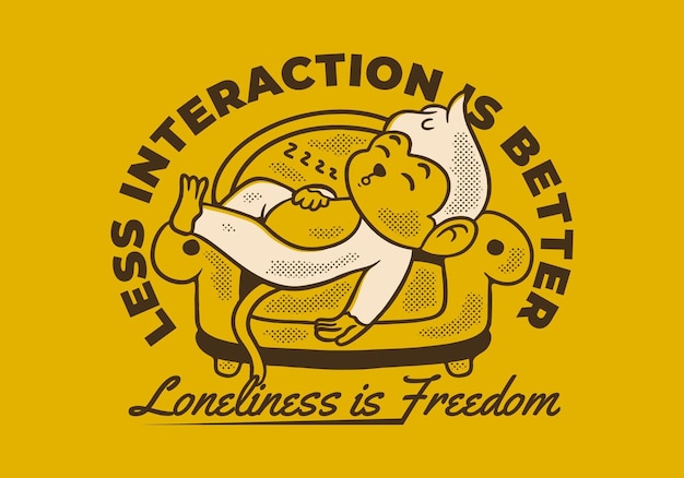 less interaction is better character design of monkey sleep on the sofa