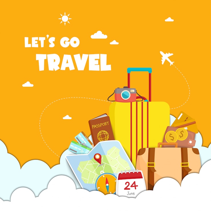 Vector let´s go travel illustration