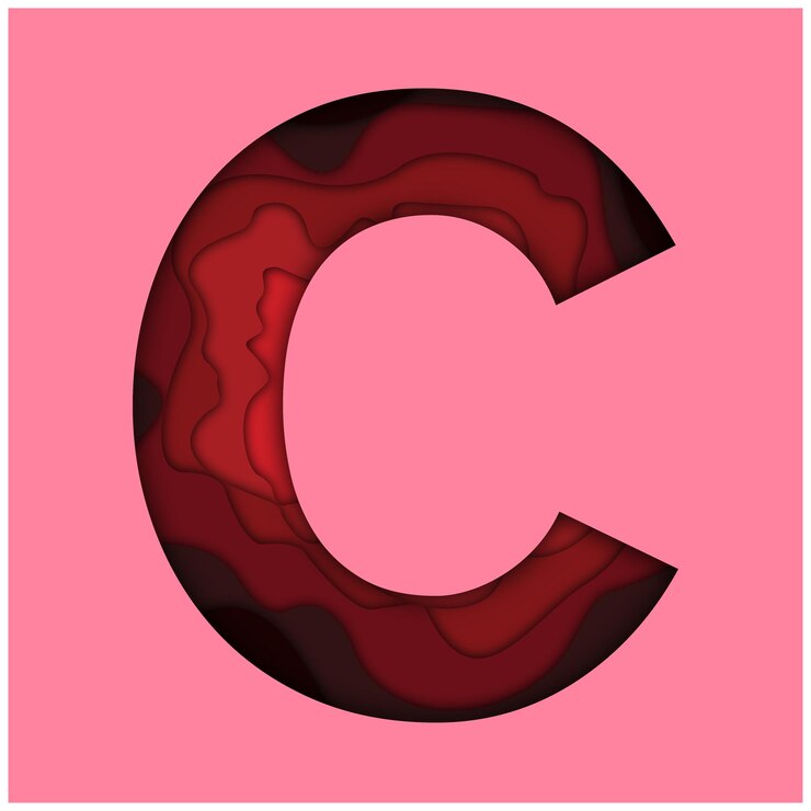 Vector letter c with paper cut effect