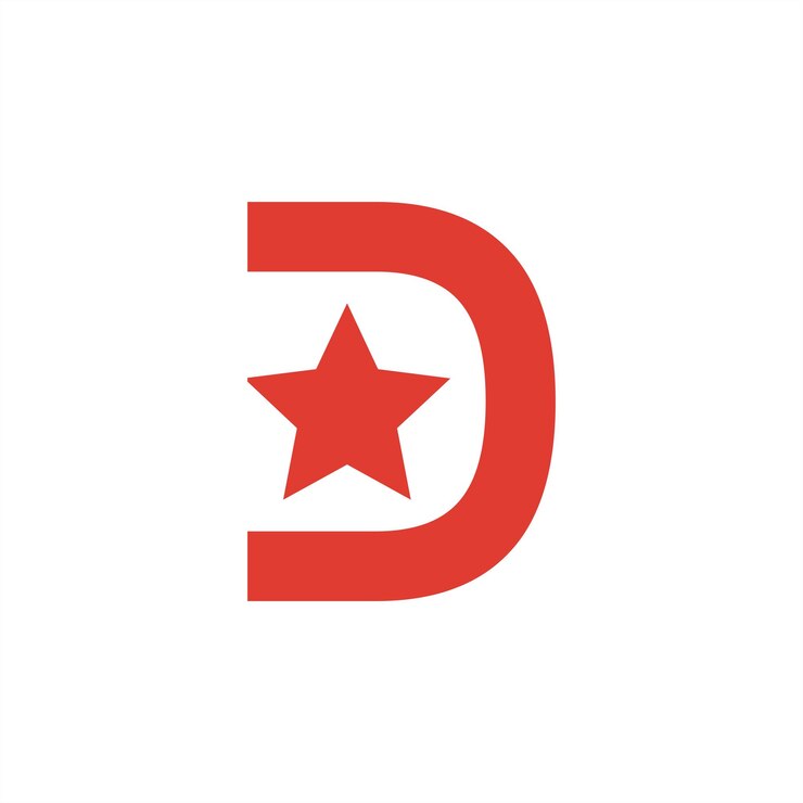 letter d star logo design vector