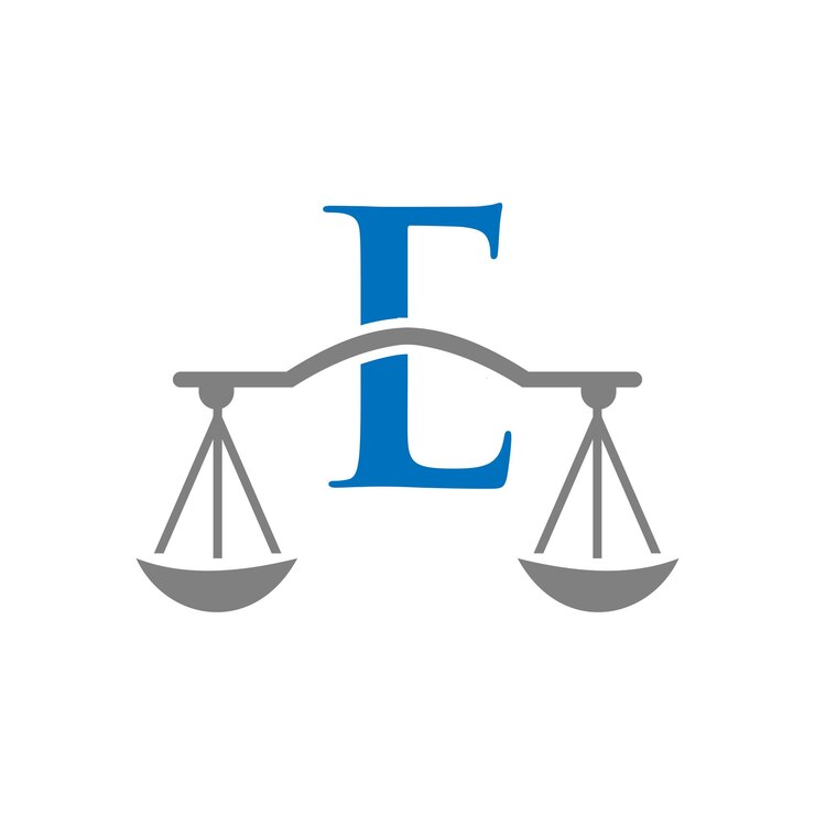 Vector letter e law firm logo design. lawyer and justice, law attorney symbol