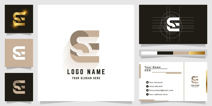 Vector letter e or se monogram logo with business card design